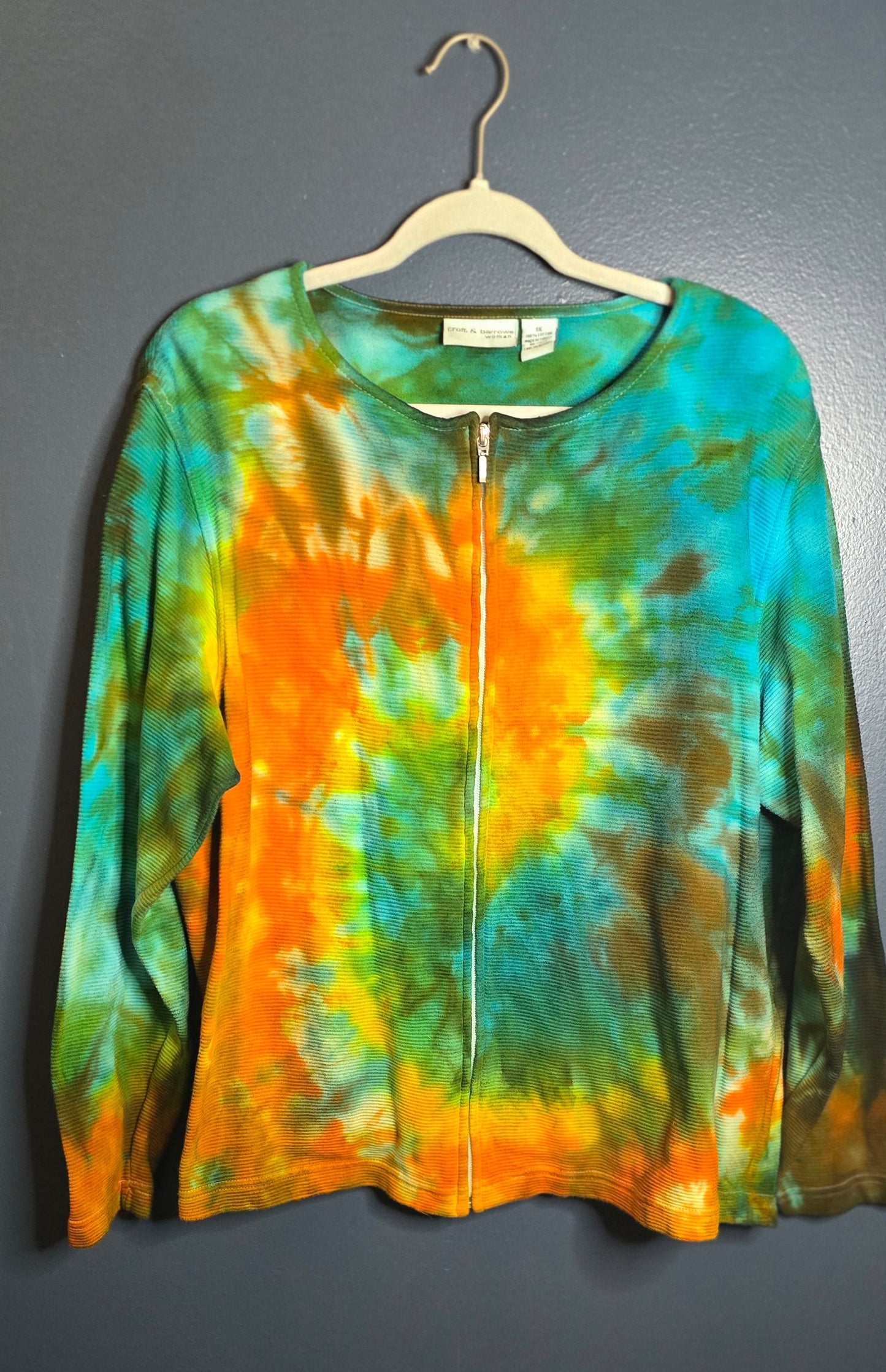 🌈 Hand-Dyed Zip-Up Top – Croft & Barrow Woman 1X