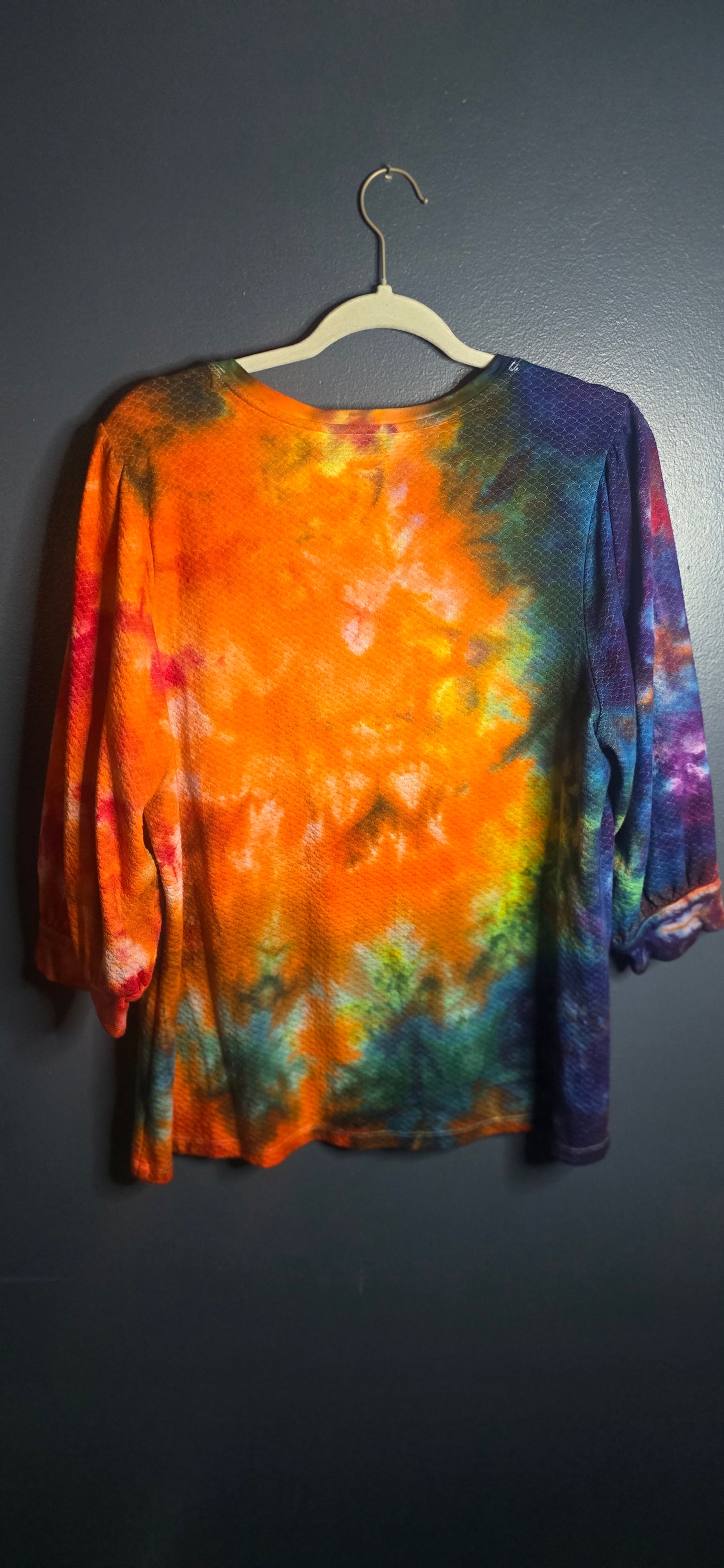 Time and Tru Tie Dye Henley Top XL 16–18 Women’s 3/4 Sleeve Multicolor