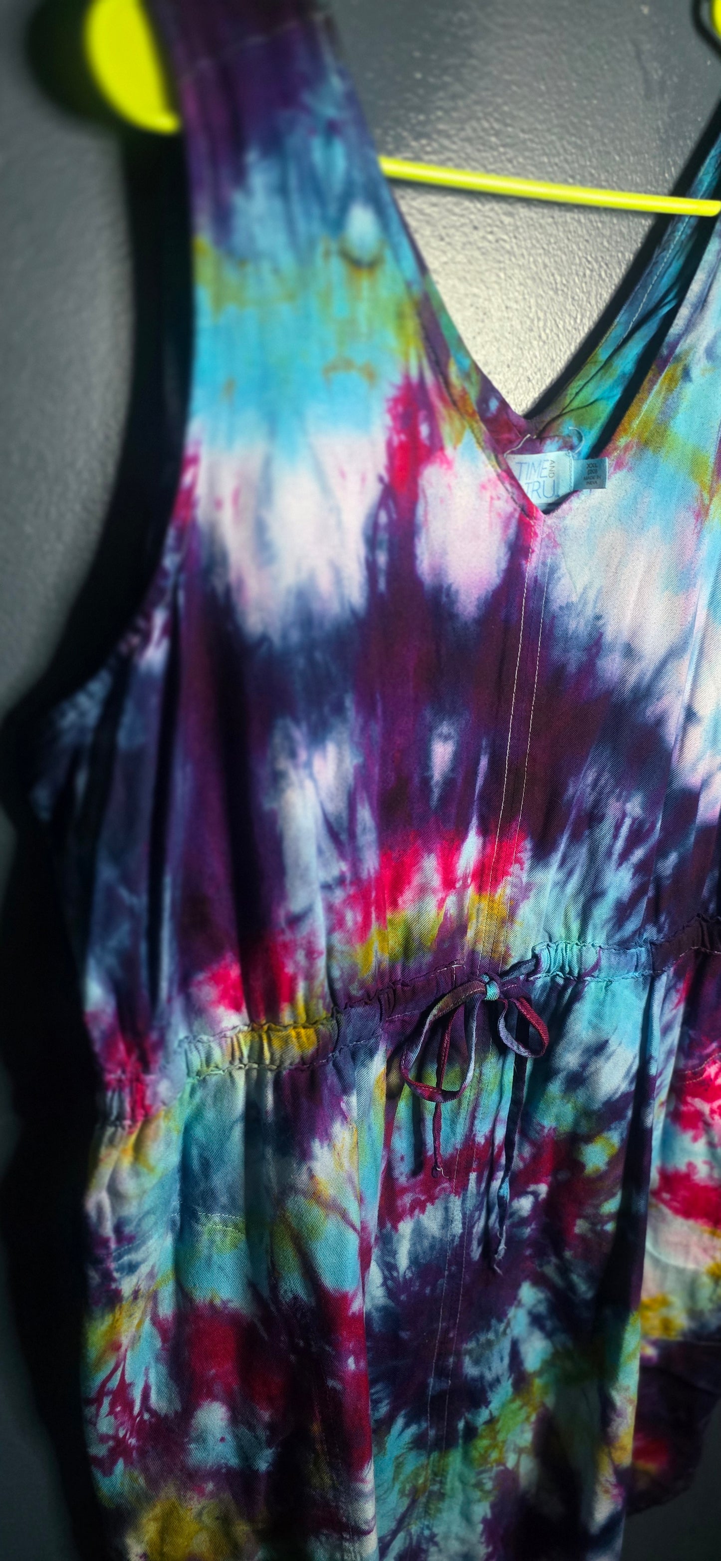 Time & Tru XXL Tie Dye Dress – Hand Dyed Ice Dye Rainbow Sleeveless Summer Dress