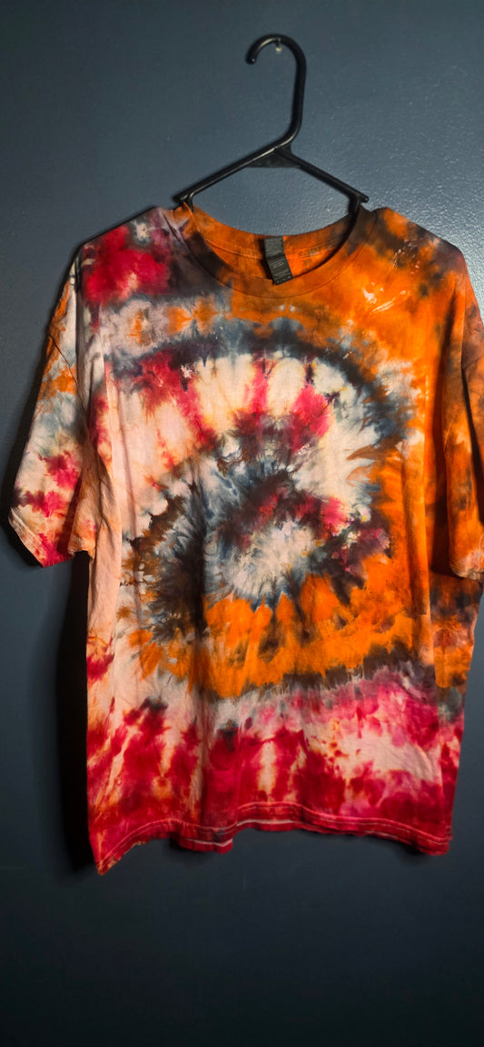 Gildan Tie Dye T-Shirt XL Heavy Cotton Multicolor Spiral Short Sleeve Tee