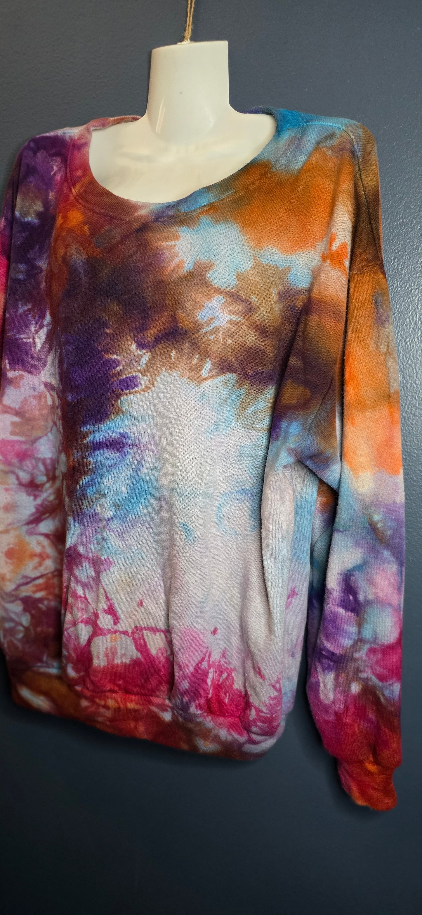 Upcycled hemp cotton sweater hand dyed in earth tones size M