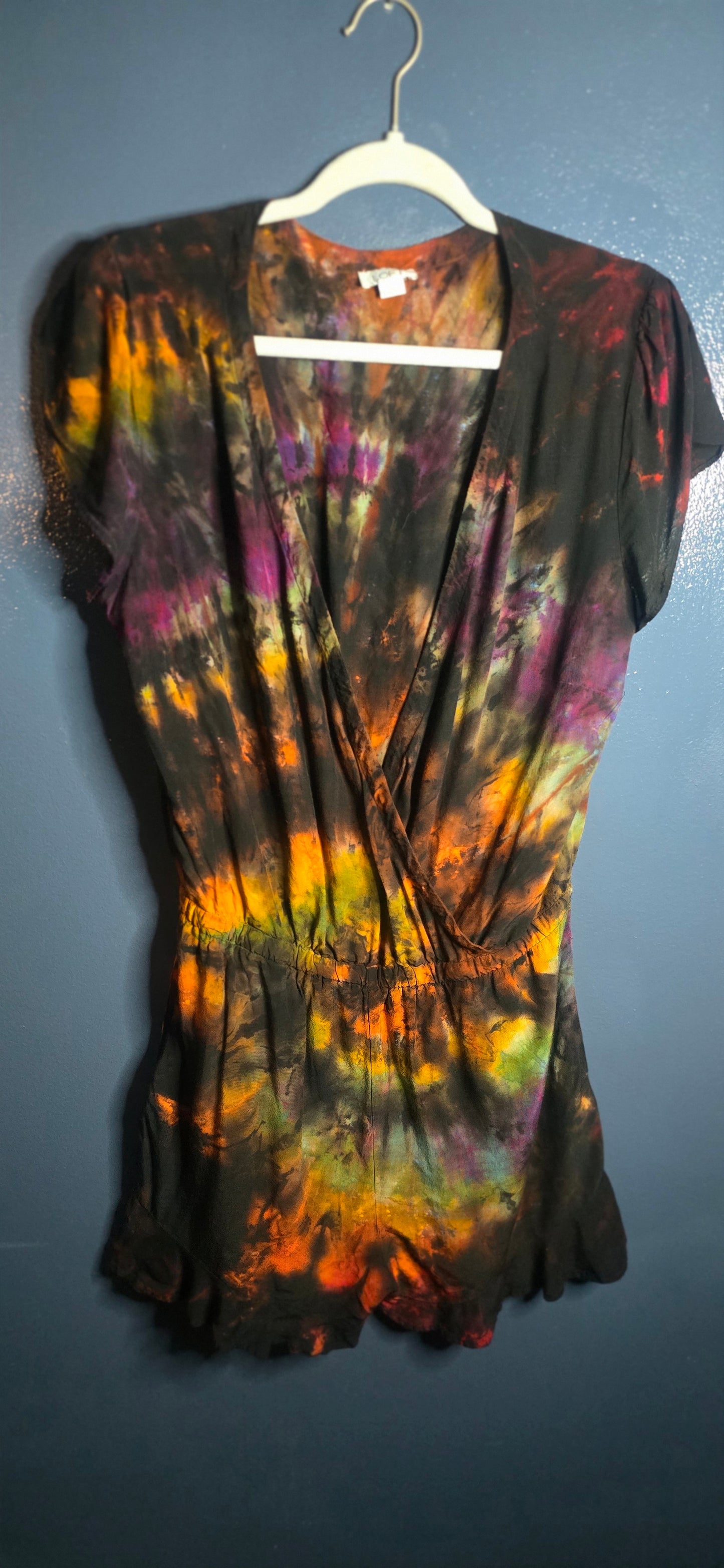 LOFT Ice Dye Romper – Medium – Moody Alt Grunge One-of-a-Kind