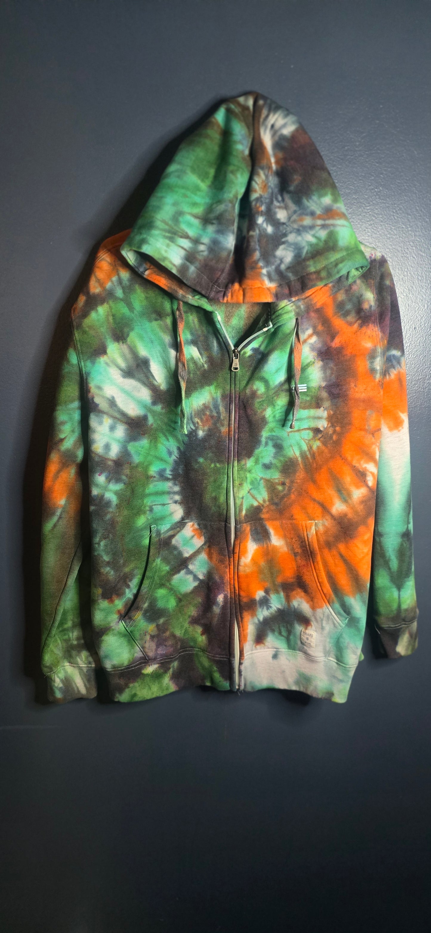 🔥 Hand-Dyed Chaps Zip Hoodie – Size Large