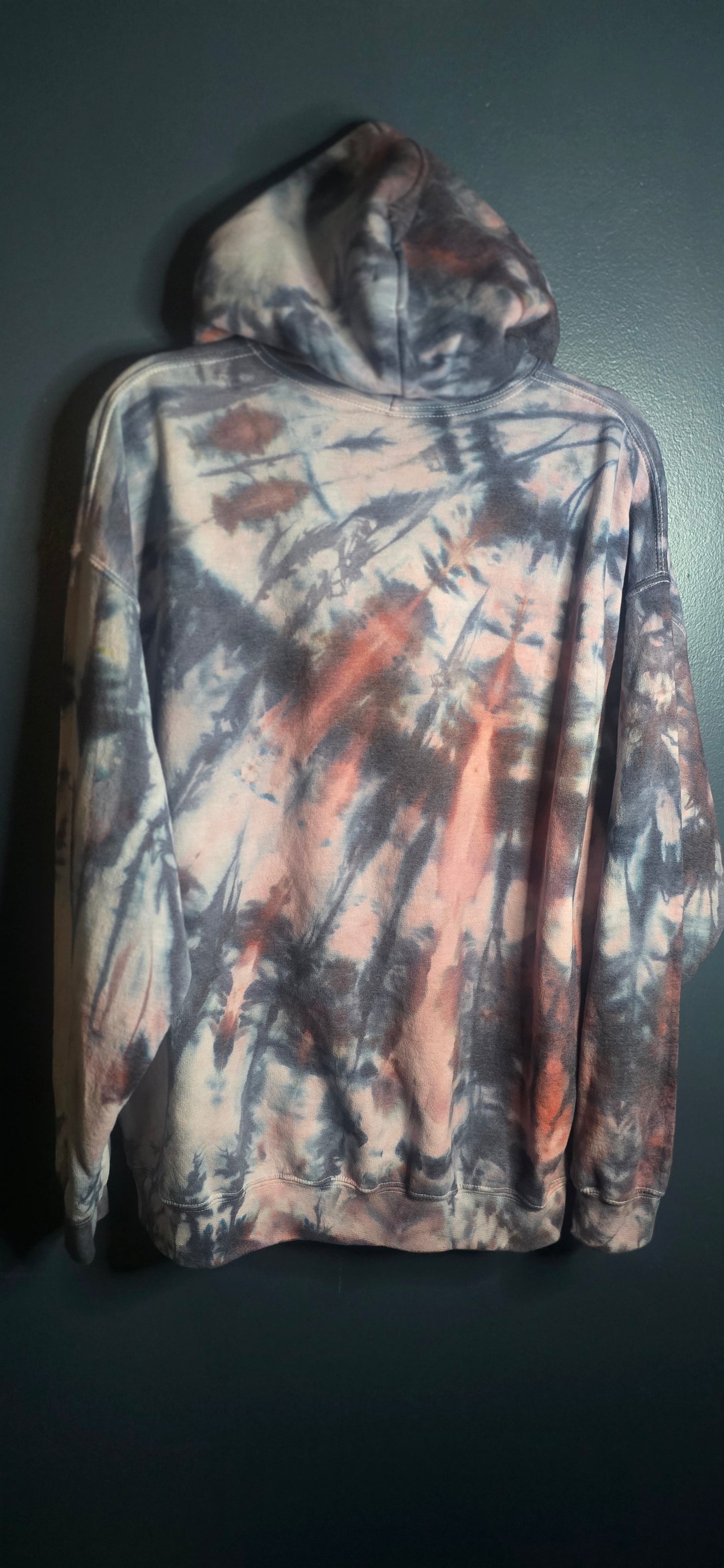 Gildan Tie Dye Pullover Hoodie XL Heavy Blend Green Purple Earth Tone Sweatshirt NEW