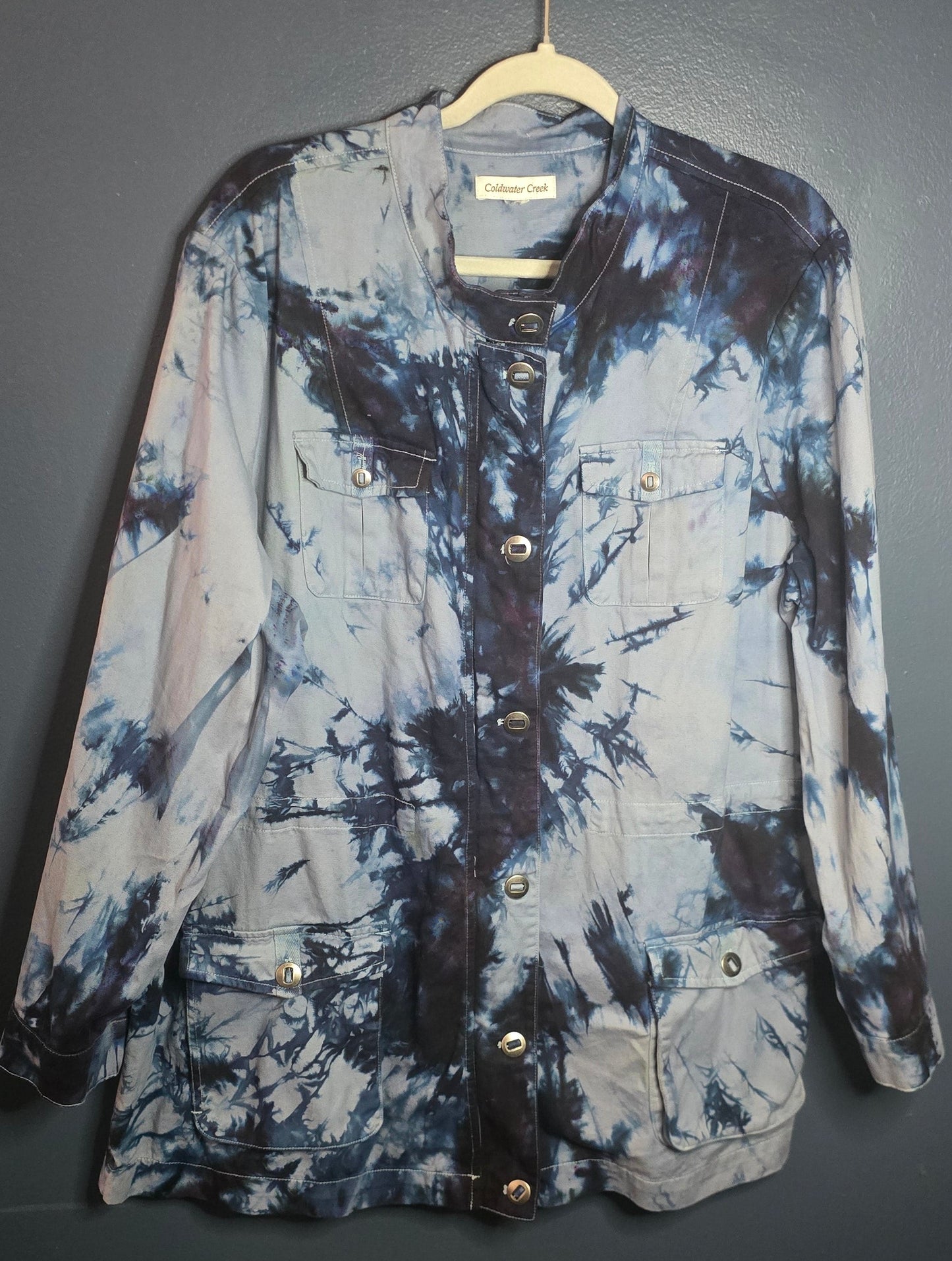 Upcycled Coldwater Creek Utility Jacket – Size 3XL 💙🖤