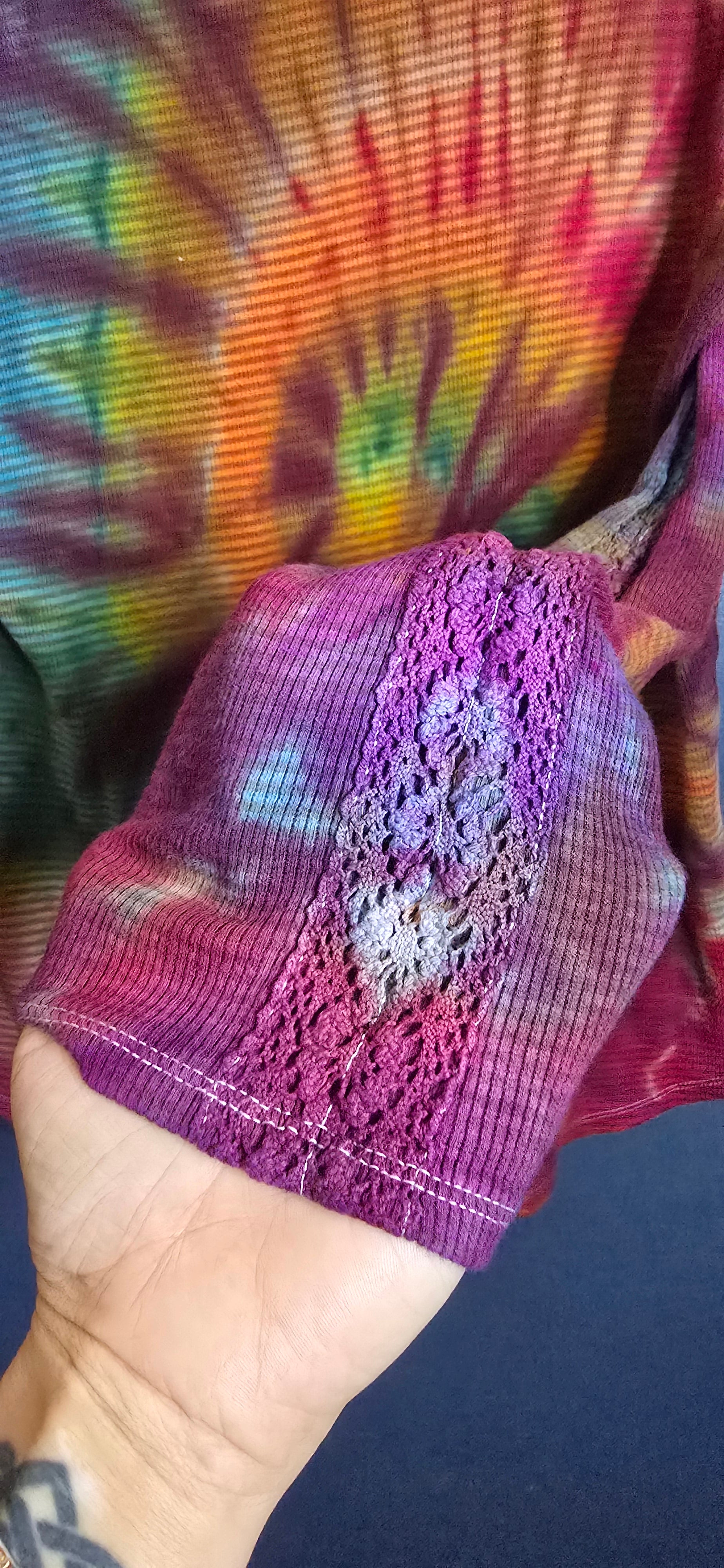 🌈 Sonoma Upcycled Tie-Dye Thermal Henley – Size Large