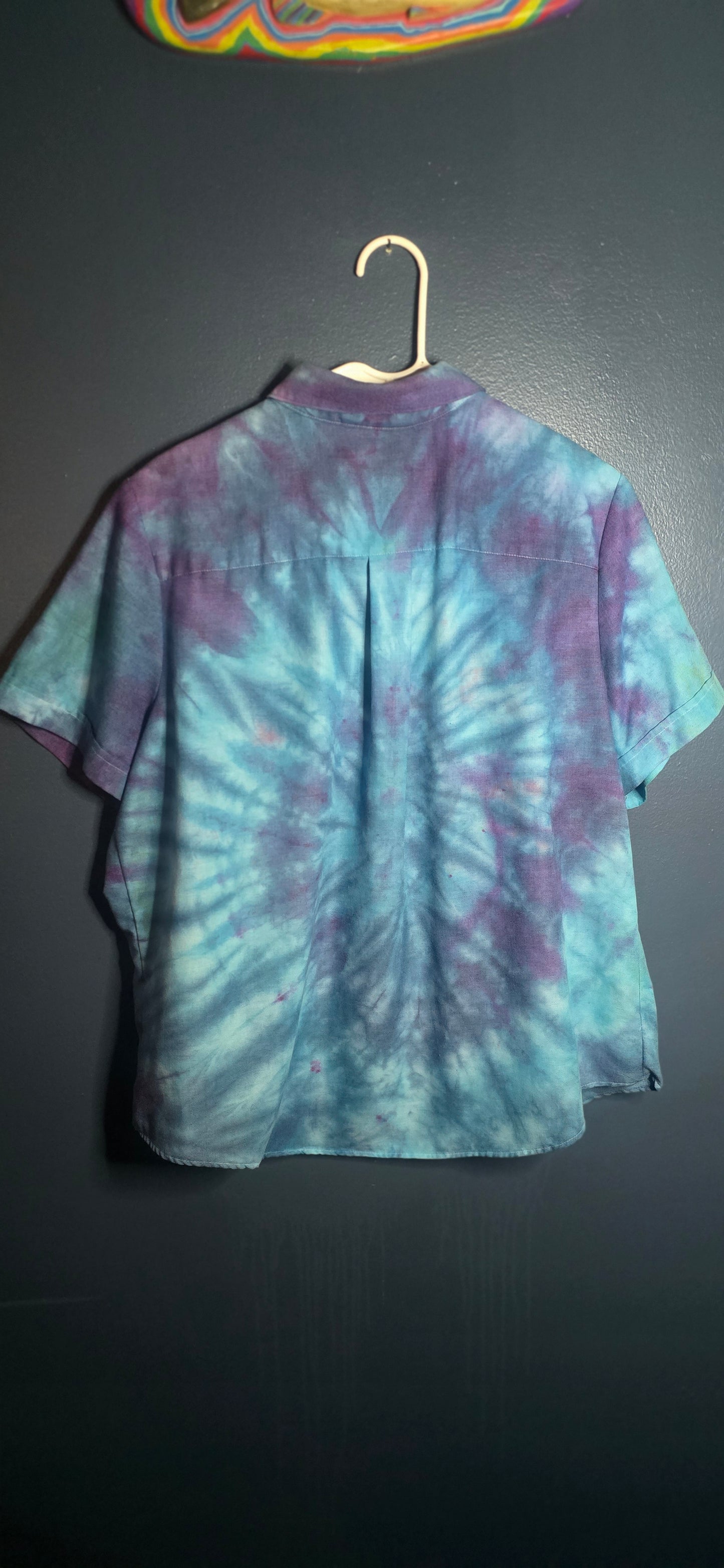 🌈 Hand-Dyed Classic Elegance Button-Up – Size Large