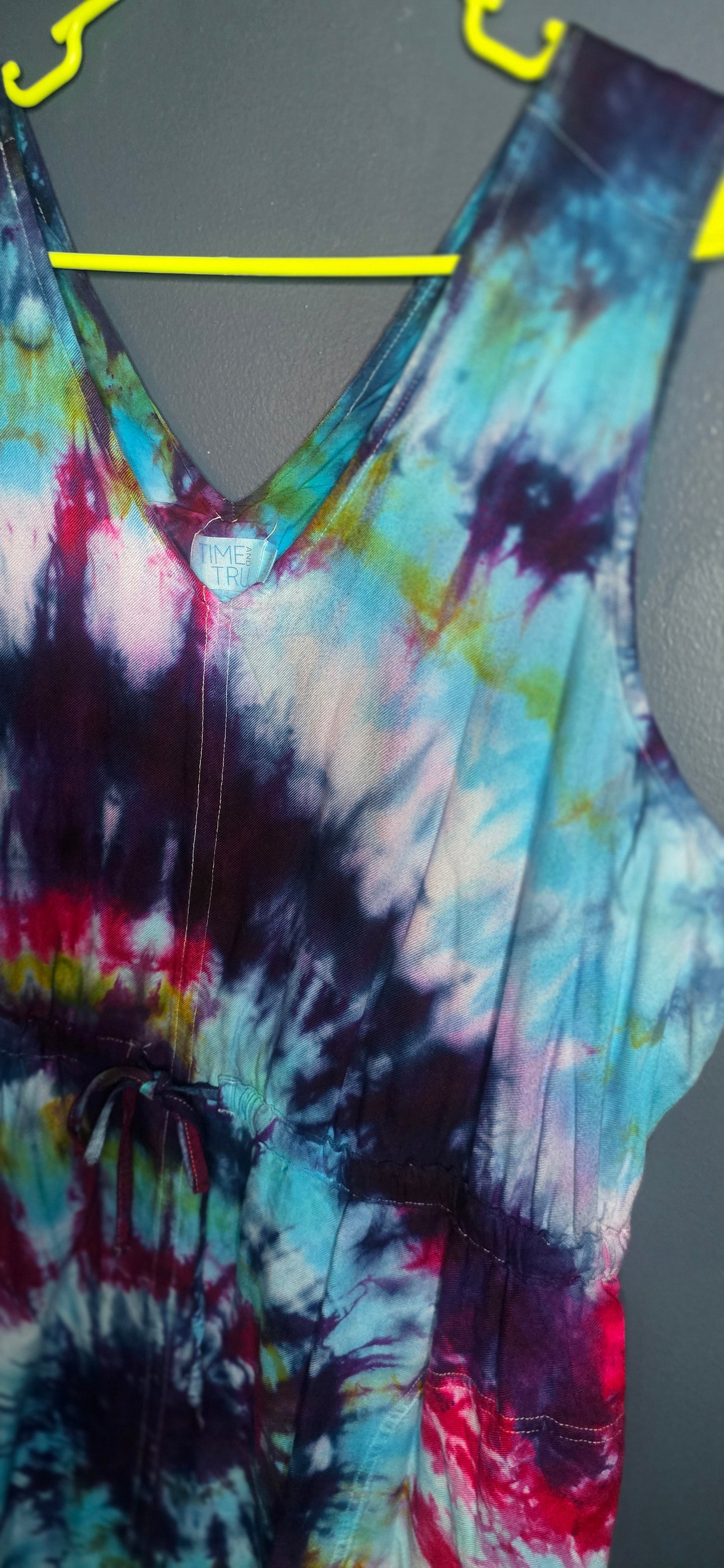 Time & Tru XXL Tie Dye Dress – Hand Dyed Ice Dye Rainbow Sleeveless Summer Dress