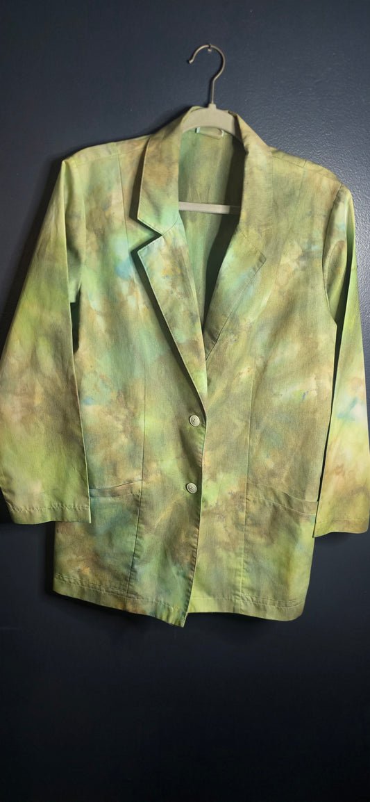 Peaches Tie Dye Blazer Jacket Women’s Large Green Button Front