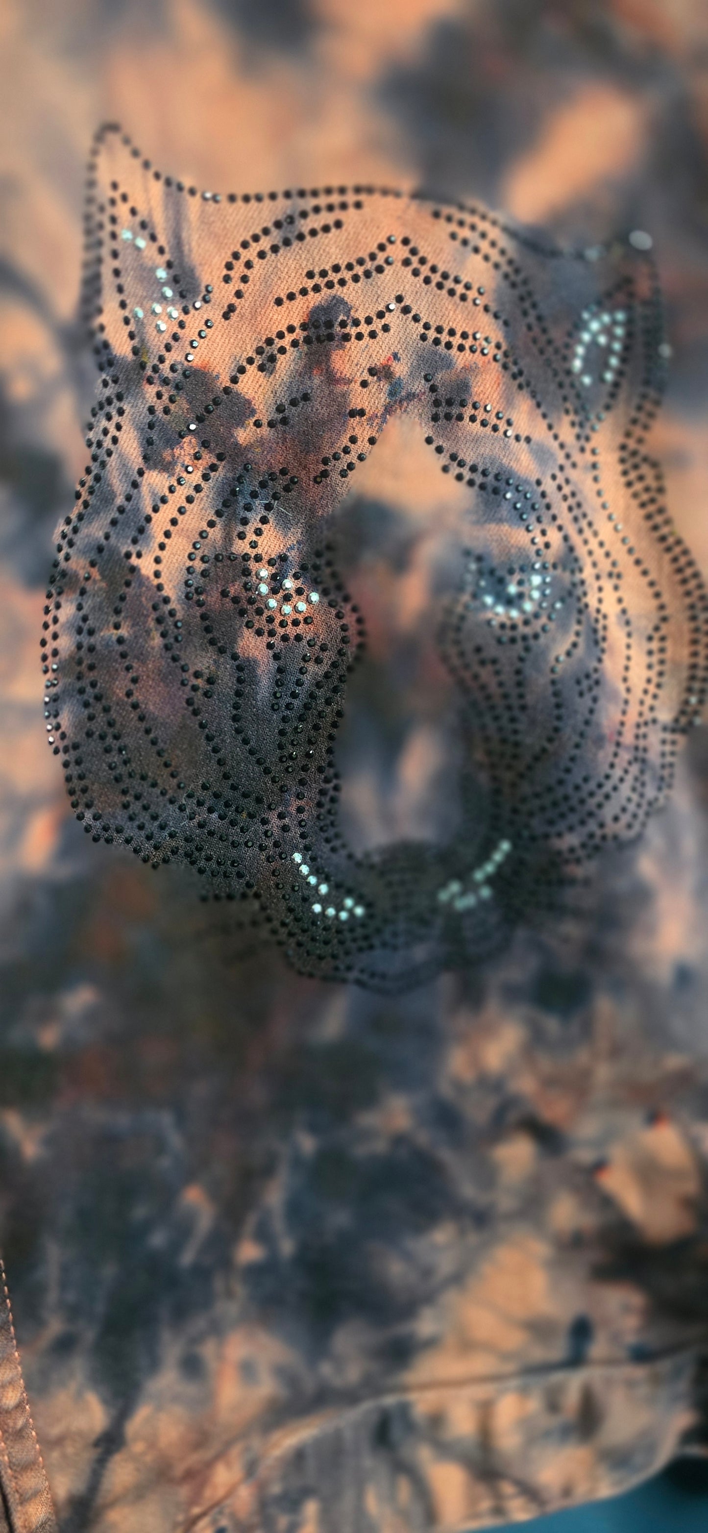 St. John’s Bay Tie Dye Denim Jacket Women’s XL Brown Black Distressed