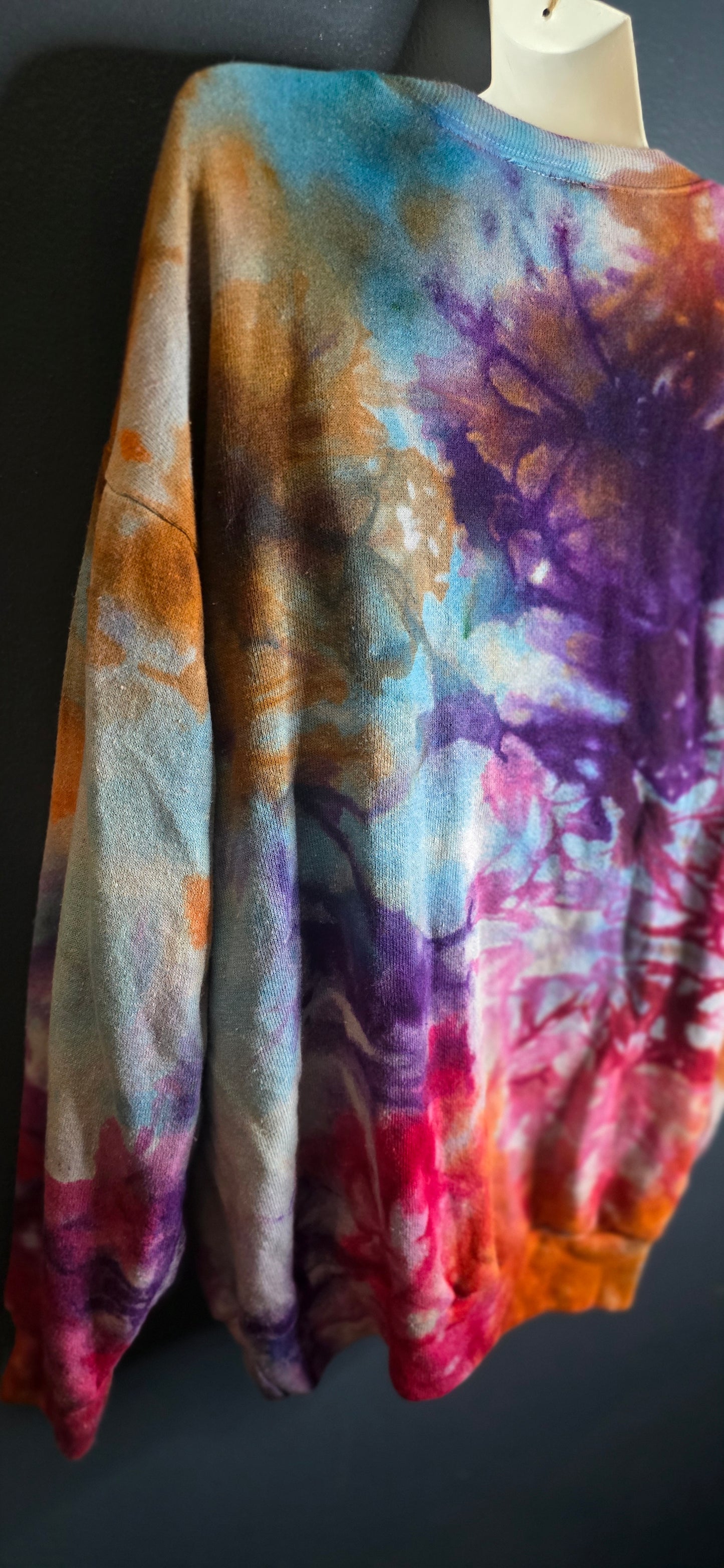 Upcycled hemp cotton sweater hand dyed in earth tones size M